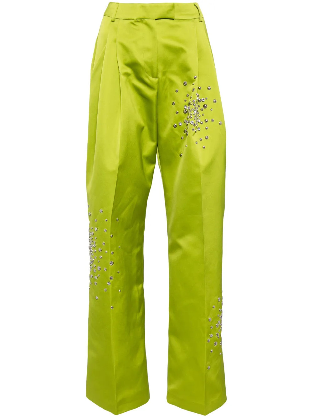 DES PHEMMES rhinestone-embellished trousers - Green | Farfetch Global