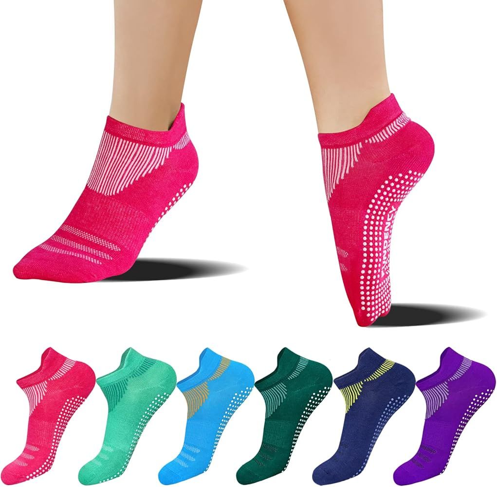 FUNDENCY Non Slip Yoga Socks for Women 6 Pairs, Anti-Skid Socks for Pilates Bikram Fitness Socks ... | Amazon (US)