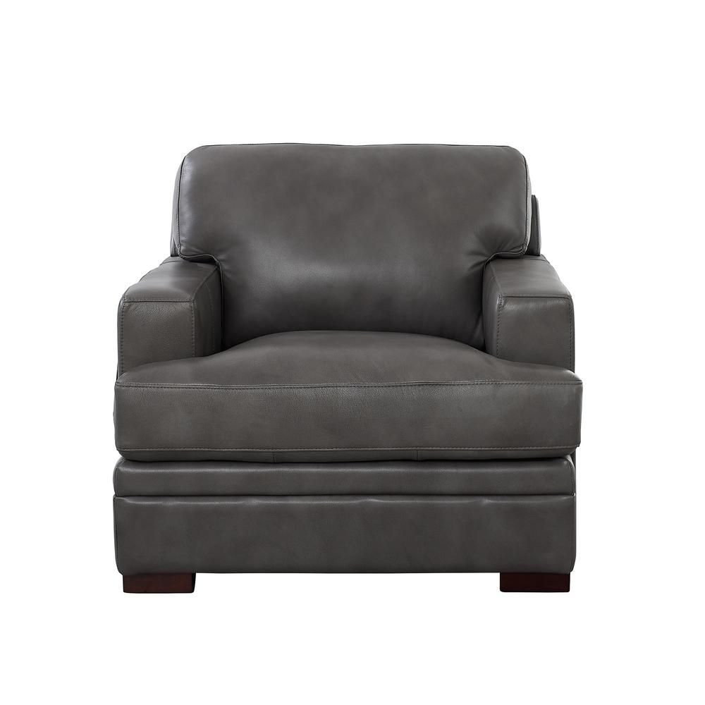 Hydeline Georgia Gray 100% Leather Chair | The Home Depot