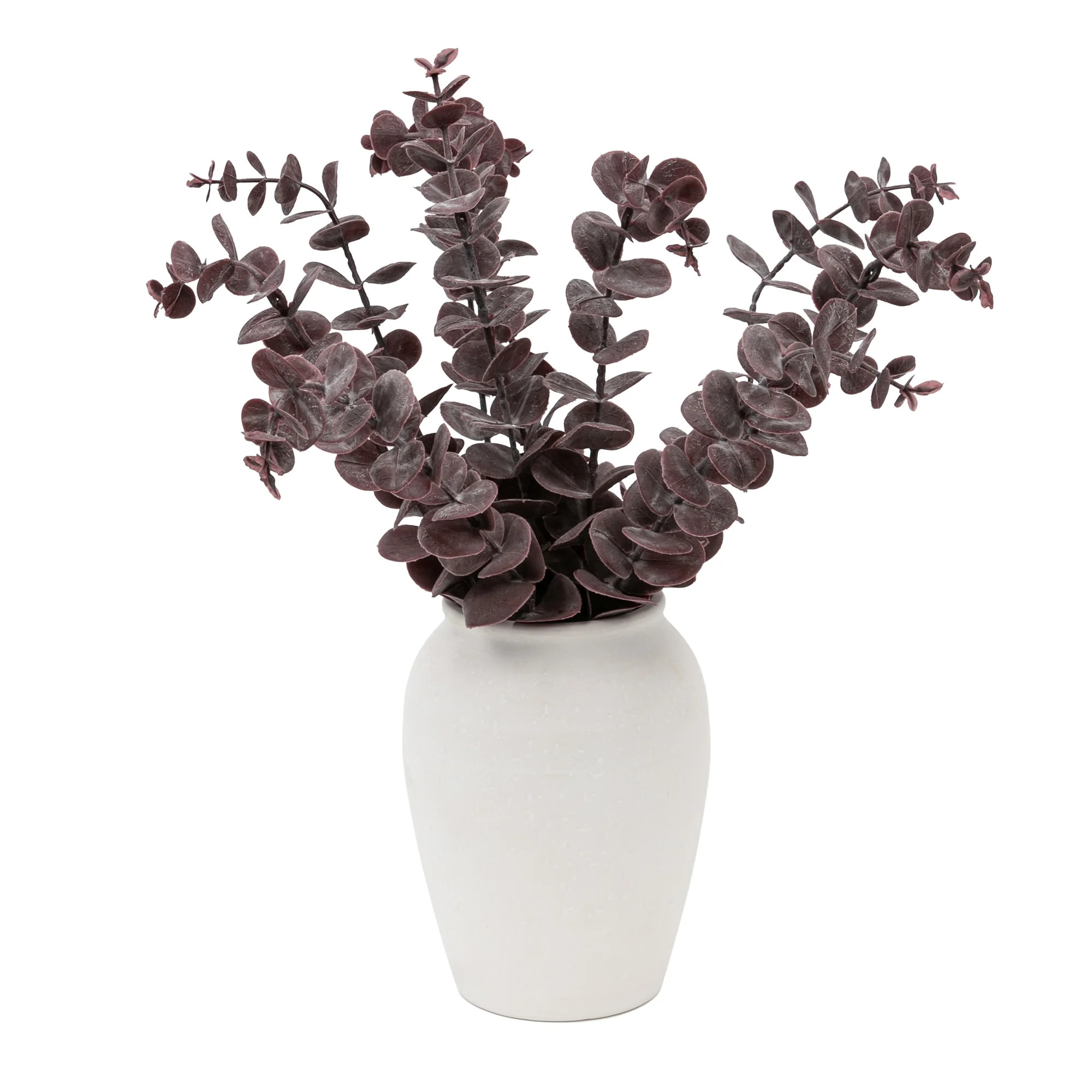 Better Homes & Gardens Artificial Purple Eucalyptus in White Ceramic Vase, 12" - Walmart.com | Walmart (US)