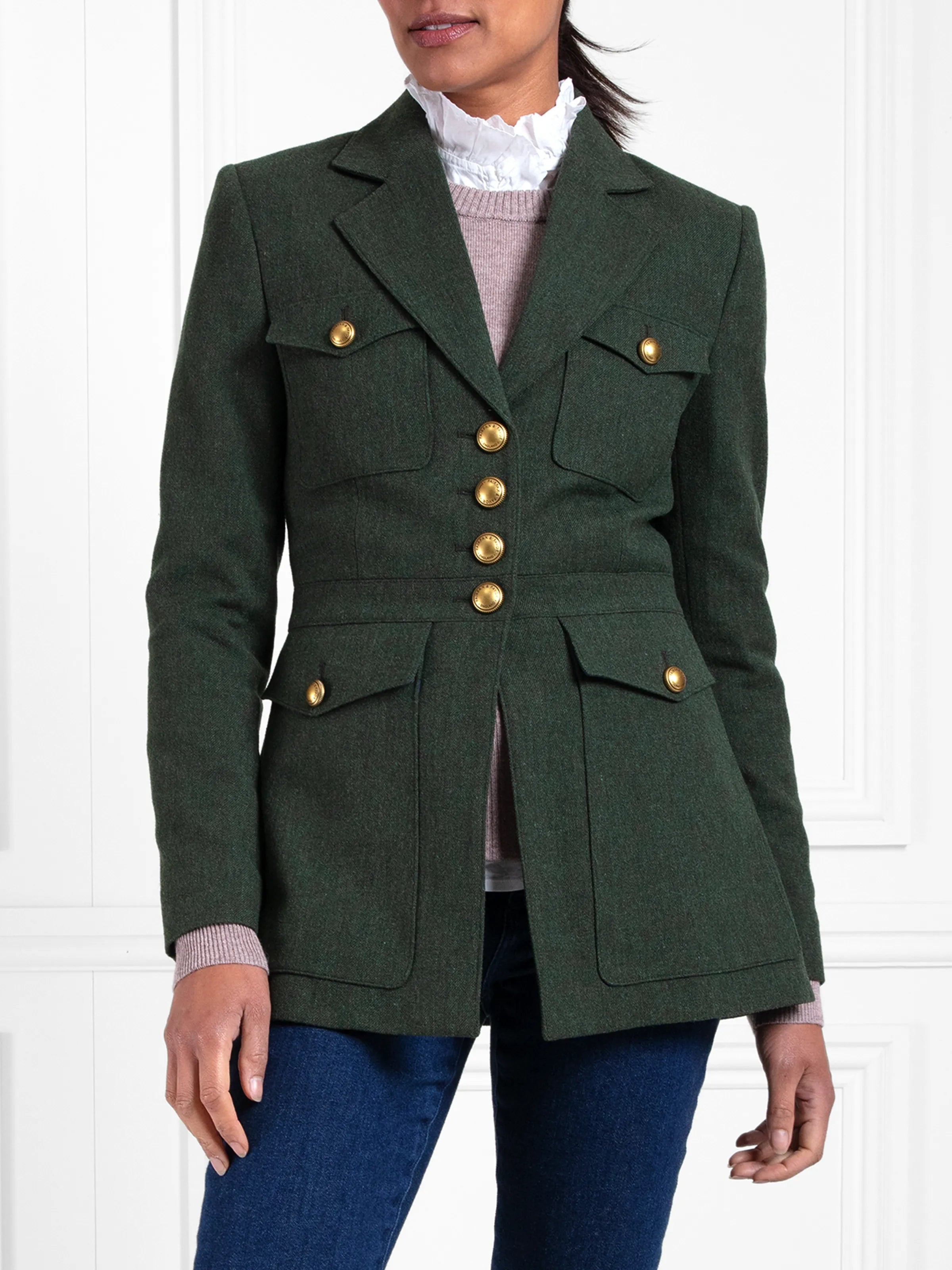 Rosa - Women's Wool Jacket - Moss Green | Fairfax & Favor | Fairfax & Favor (UK)
