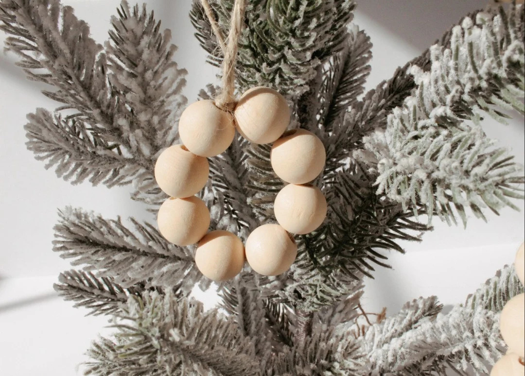 WOODEN BEAD ORNAMENTS Set of Wooden Bead Ornaments farmhouse - Etsy | Etsy (US)