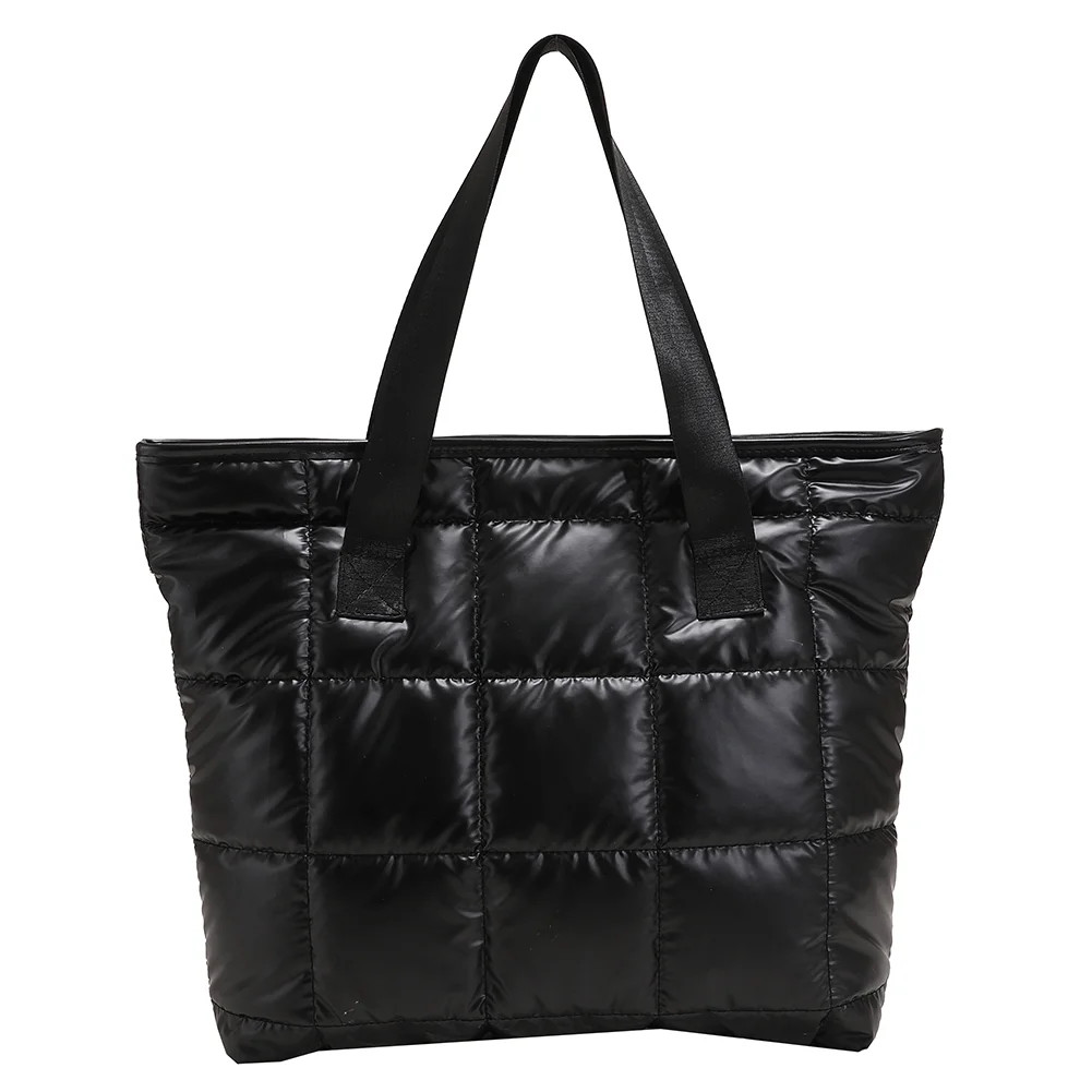 Women Space Padded Top-handle Bag Solid Color Zipper Shoulder Bag, Black | Walmart (US)