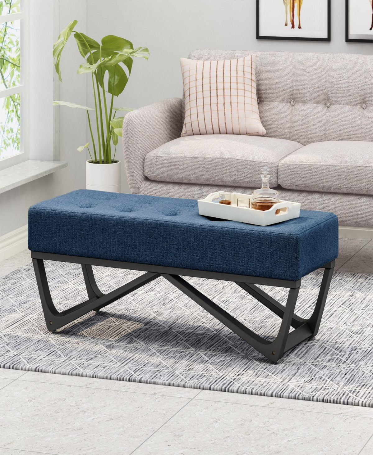 Navy blue Ottoman - Navy blue | Macy's