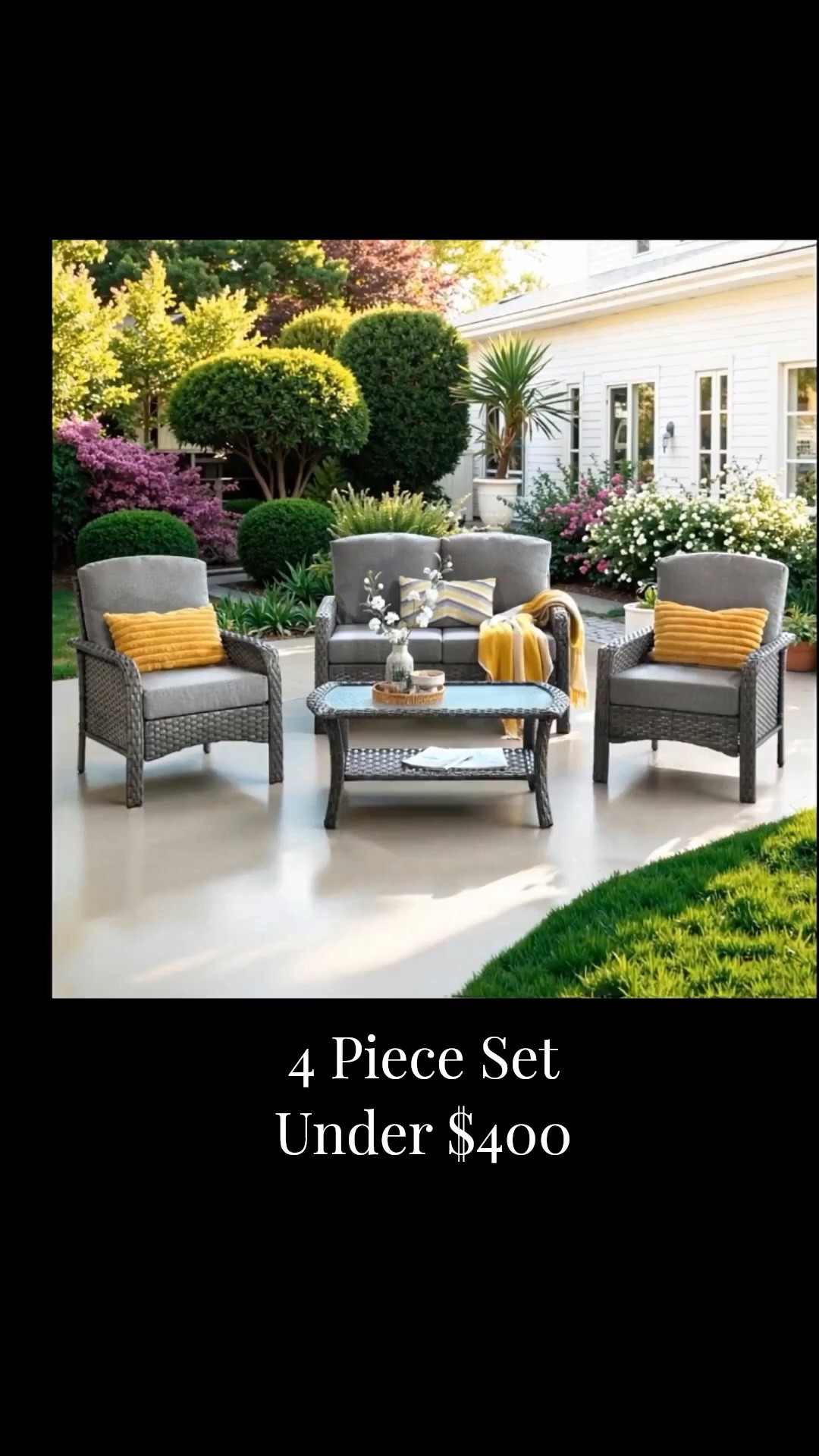 4 Pieces Wicker Outdoor Patio Furniture with Coffee Table High Back All Weather Rattan Outdoor Conversation Set for Backyard Porch Garden.

Shop this find below ⬇️ .

#outdoorfurniture #patio 

#LTKSeasonal #LTKHome