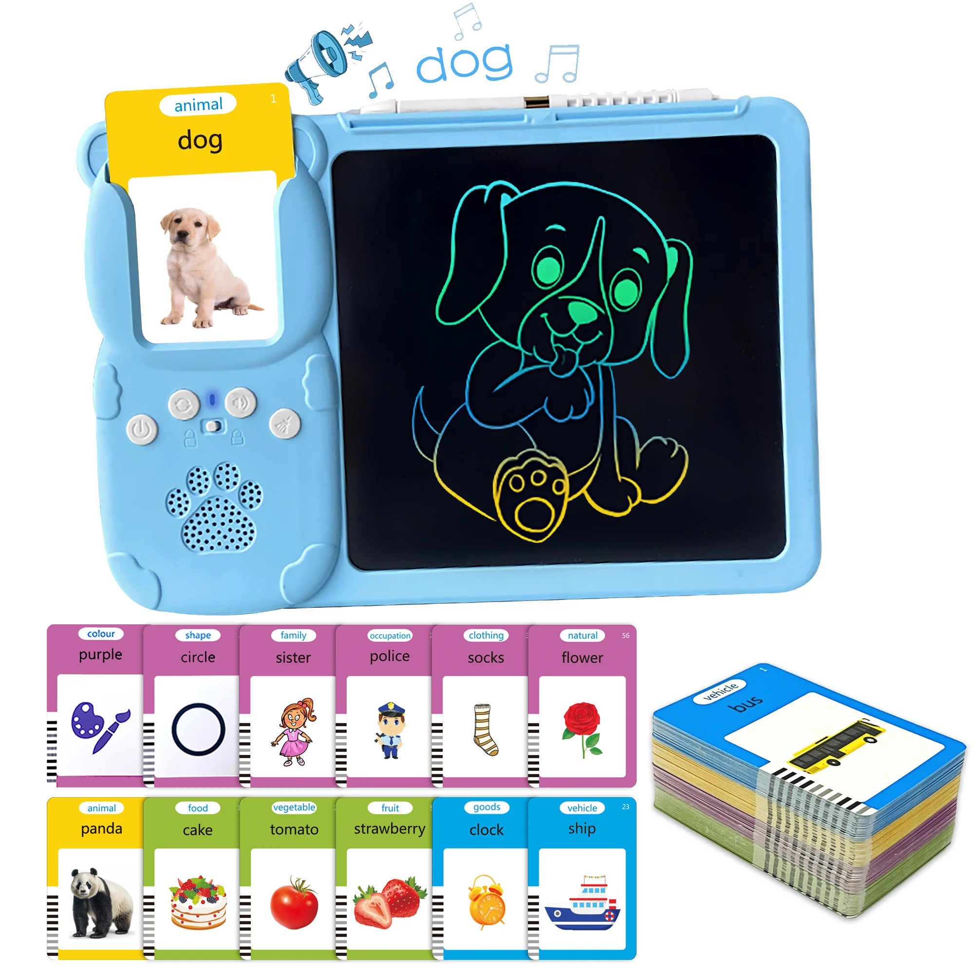 Adofi Talking Flash Cards with Drawing Tablet, Speech Therapy Toys for Toddlers 3-8, LCD Writing ... | Walmart (US)
