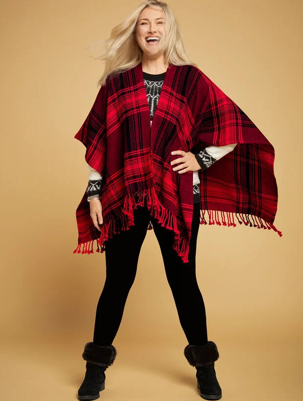 Woven Plaid Ruana | Talbots