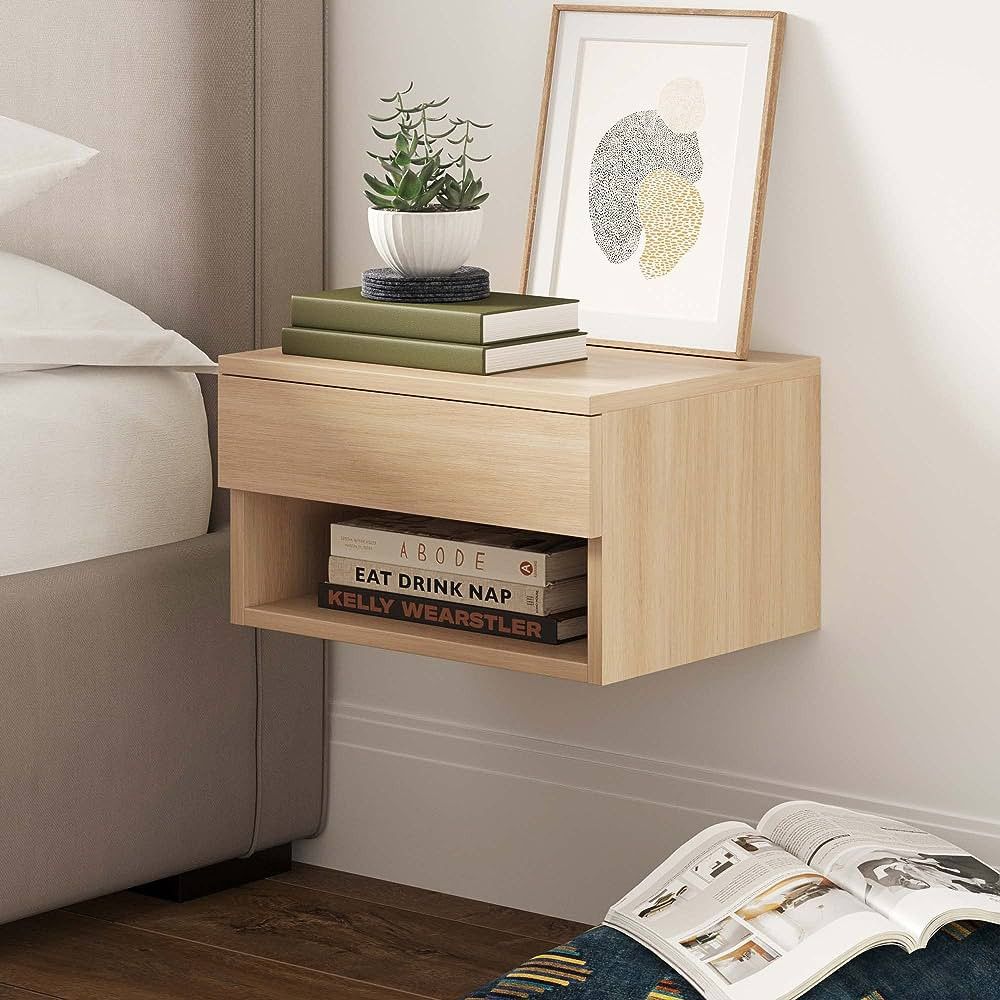 Nathan James Jackson Modern Floating Bedside Nightstand with Drawer, 1, Light Oak | Amazon (US)