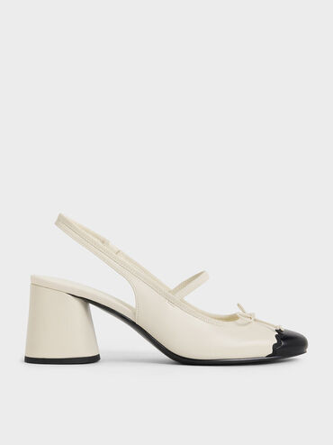 Cream Two-Tone Bow Slingback Pumps | CHARLES & KEITH | Charles & Keith US