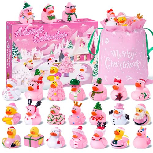Advent Calendar 2024 Kids Girls Christmas Rubber Ducks, 24 Days Christmas Countdown Calendar with Bag, Jeep Ducks Christmas Party Favors Gifts Toys for Kids Toddler Girls Xmas Surprise Gifts Idea | Amazon (US)