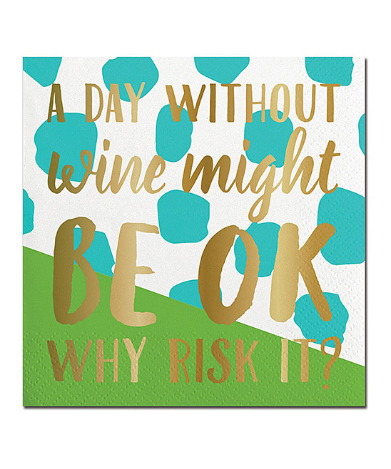 Slant - Green & Blue 'Day Without Wine' Napkin - Set of 20 | Zulily