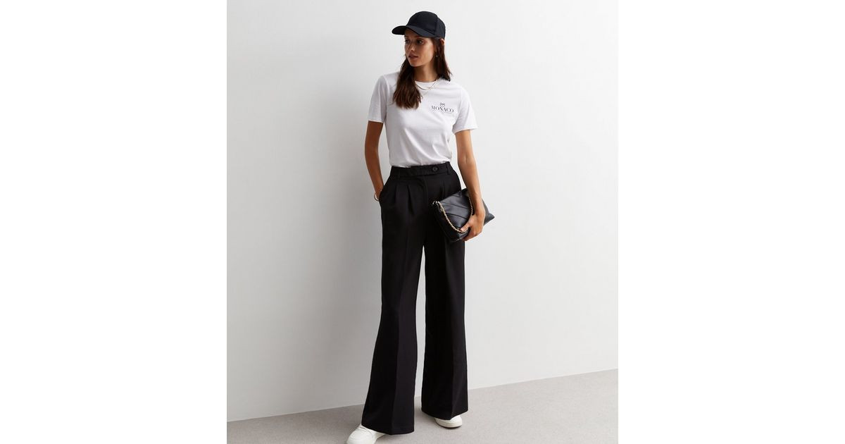 Black Wide Leg Tailored Trousers | New Look | New Look (UK)