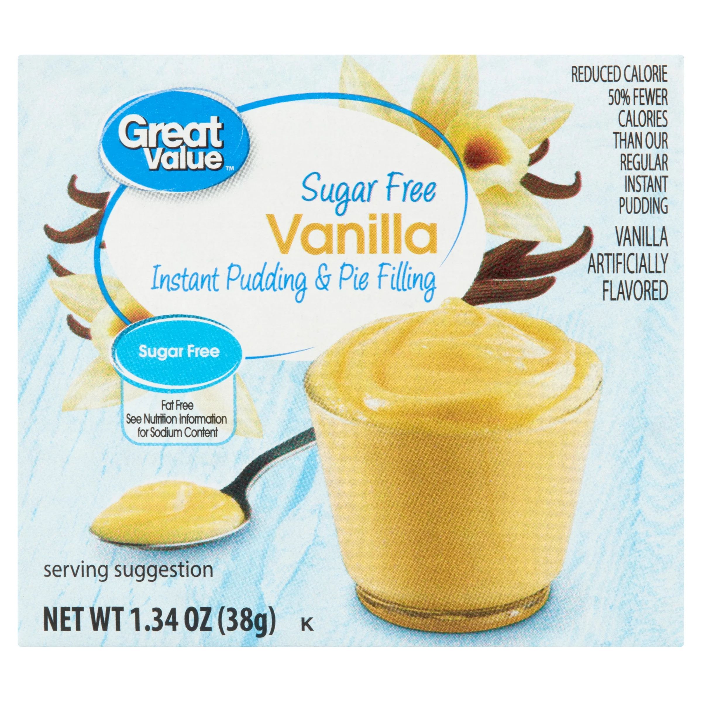 Great Value Sugar Free Vanilla Instant Pudding & Pie Filling, 1.34 oz - Walmart.com | Walmart (US)
