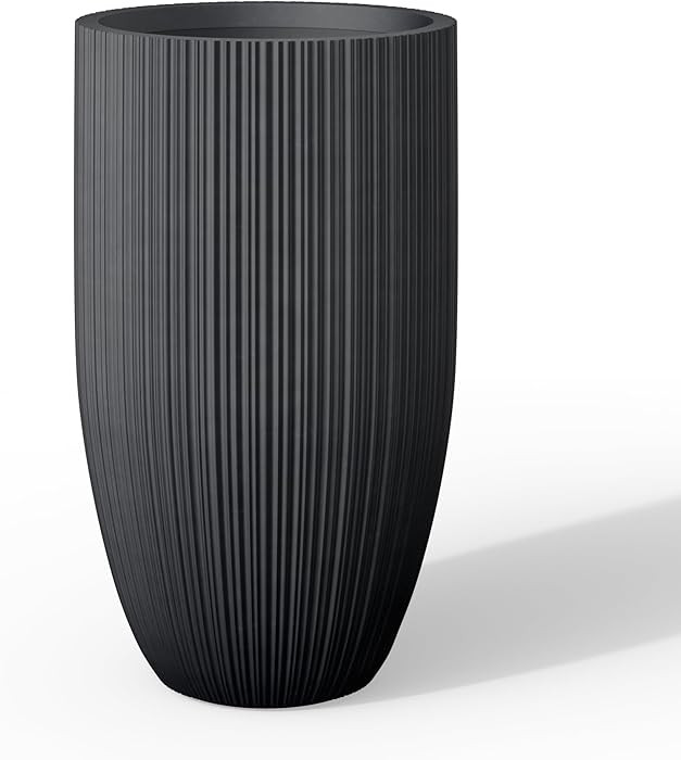 Kante 24 Inch Tall Round Concrete Planter, Large Indoor Outdoor Plant Pots with Drainage Hole and... | Amazon (US)