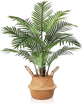 MOSADE Artificial Palm Tree 37”Fake Potted Areca Palm Plant with Handmade Seagrass Basket, Perf... | Amazon (US)