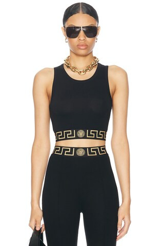 VERSACE Cropped Tank Top in Black | FWRD | FWRD 