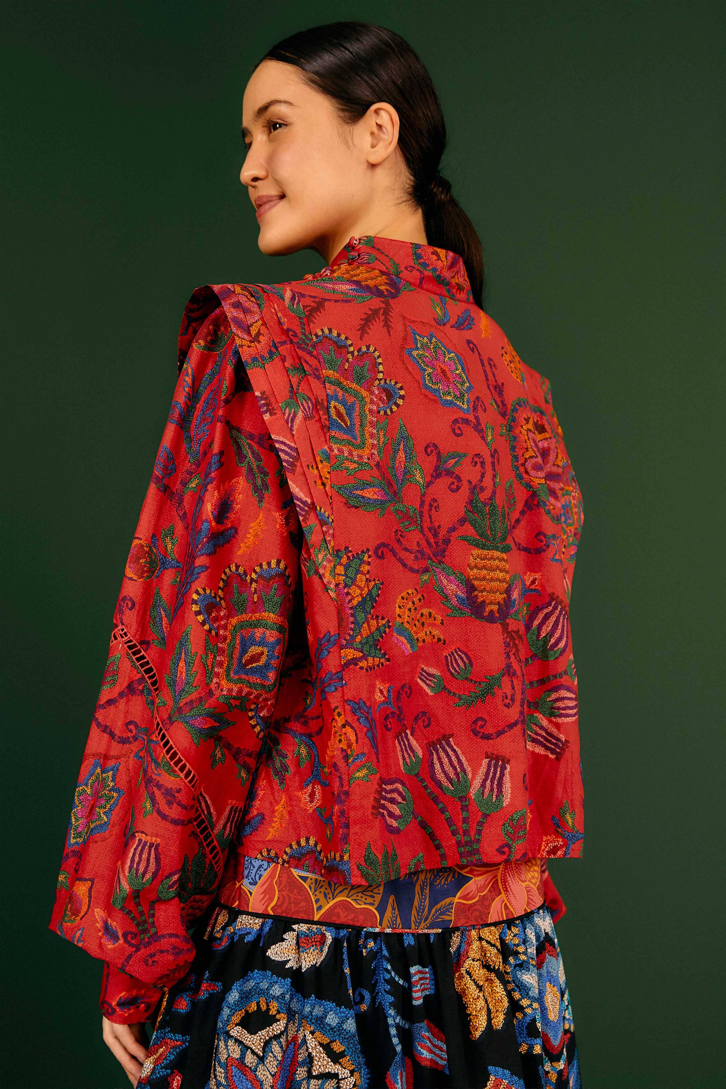 Red Sunset Tapestry Blouse | FarmRio (US)