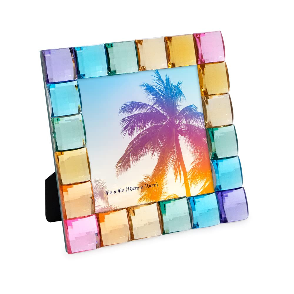 Isaac Jacobs Decorative Sparkling Jewel Picture Frame, Photo Display & Home Décor (4x4, Rainbow) | Amazon (US)