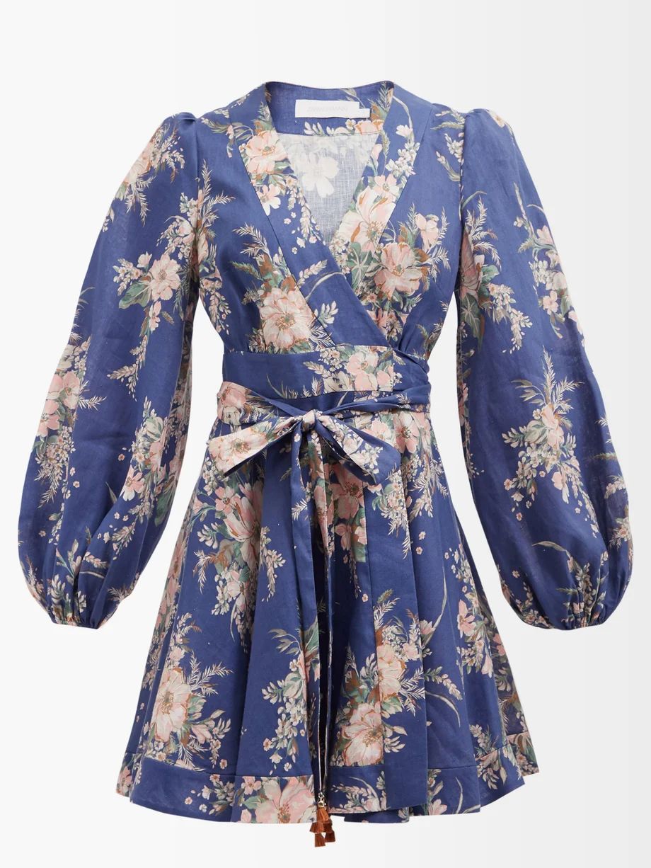 Moonshine floral-print linen wrap dress | Zimmermann | Matches (US)