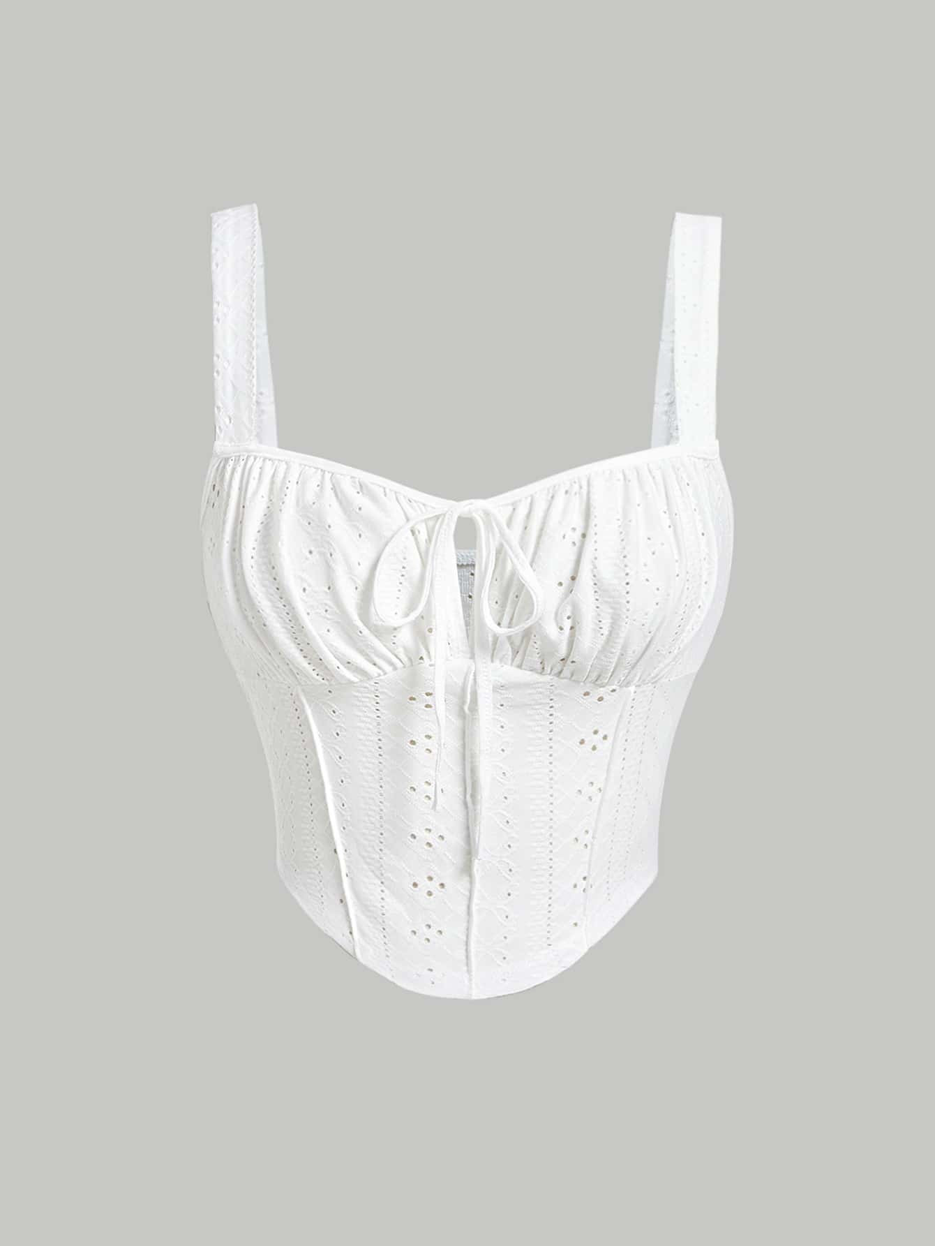 SHEIN MOD Eyelet Embroidery Ruched Bust Cami Top | SHEIN