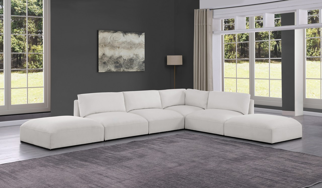 Ease Polyester Fabric 6 Piece Modular Sectional In Cream | 1stopbedrooms