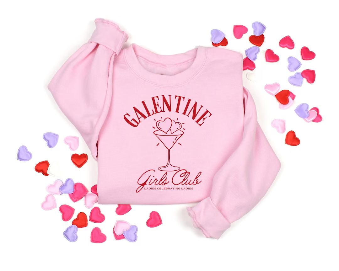 Galentine Girls Club Sweatshirt, Cute Valentine Sweatshirt ,galentine Cocktail Club Shirt,preppy ... | Etsy (US)