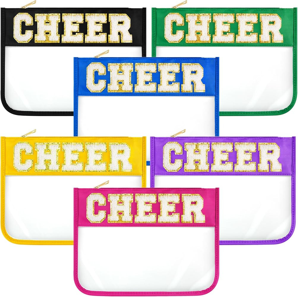 Aliceset 6 Pcs Cosmetic Cheer Bag with Chenille Letter Patches Gifts Makeup Cheerleader Bag Toile... | Amazon (US)