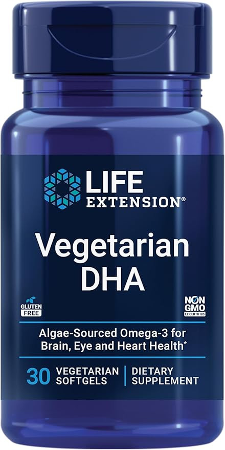 Life Extension Vegetarian DHA, Omega-3 from Algae for cognition, Mood & Eye Health, Gluten-Free, ... | Amazon (US)