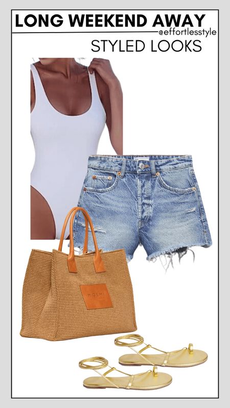 Your denim shorts double as the cutest swim coverup!  This swimsuit is so affordable and is a team favorite.

Throw your beach essentials into a a tote bag with some texture and add your favorite metallic sandals to complete the beach ready look!

#LTKtravel #LTKswim #LTKstyletip