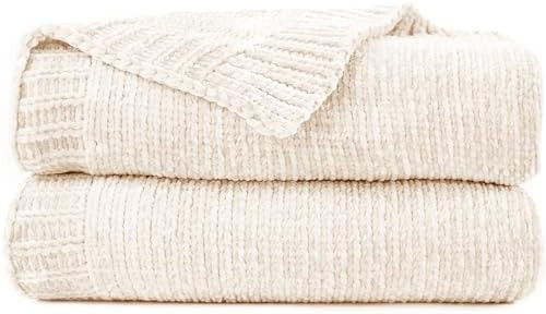 Chenille Throw Blanket for Couch, Cozy Soft Blanket Lightweight Decorative Throw for Living Room ... | Amazon (US)