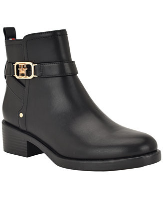 Tommy Hilfiger Women's Ivaide Logo Strap Block Heel Booties - Macy's | Macy's