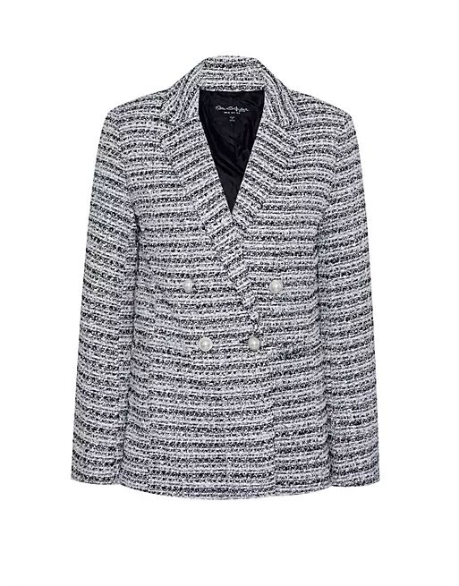 Miss Selfridge coordinating boucle blazer in mono | ASOS (Global)