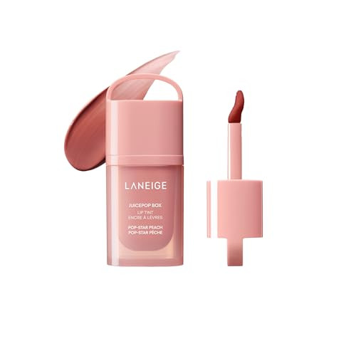 LANEIGE JuicePop Box Lip Tint: 12‑HR Hydrating Lightweight Stain with Buildable Juicy Color & Nourishing Shine, a K‑Beauty Lip Essential for Long‑Lasting Comfort, Pop-Star Peach | Amazon (US)