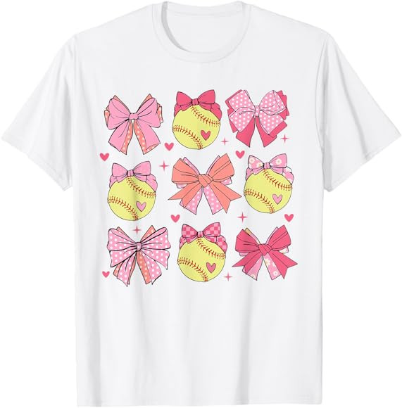 Softball Coquette Bow Softball Mom Mothers Day Softball Mama T-Shirt | Amazon (US)