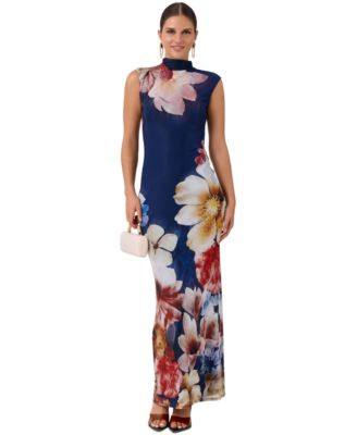 Rachel Rachel Roy Women's Mock-Neck Dress - Blue Floral | Macy's