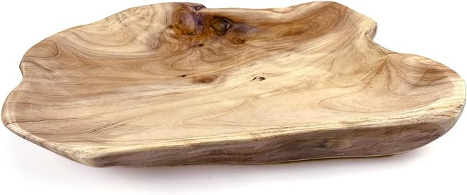 EWEIGEER Wood Fruit Snack Dish Hand-Carved Candy Dish Natural Handmade Wooden Serving Tray Wood R... | Amazon (US)