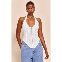 White Boned Dip Hem Corset | PrettyLittleThing US