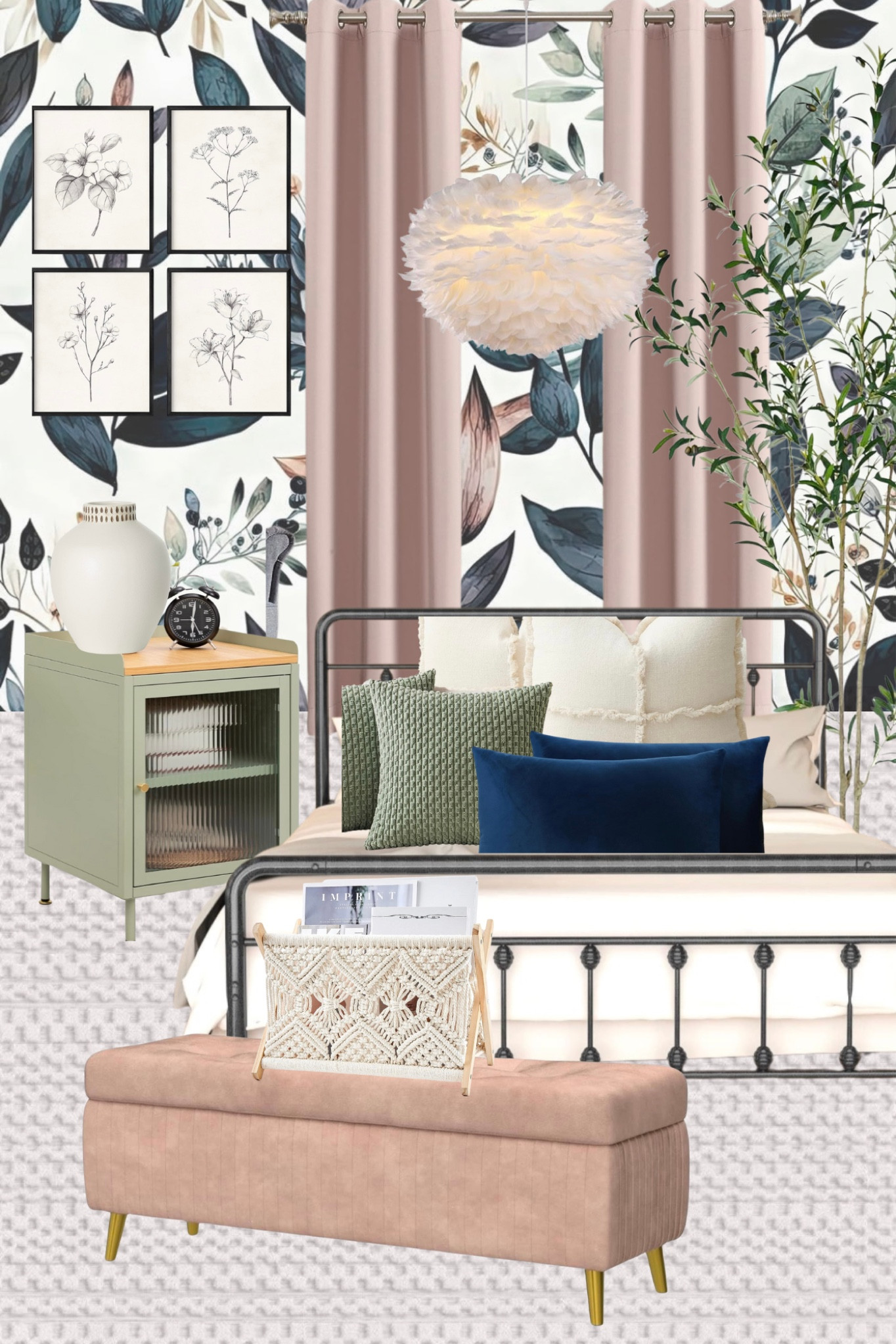 Girls Amazon bedroom , Amazon bedroom finds, bedroom for preteens, floral wallpaper bedroom 