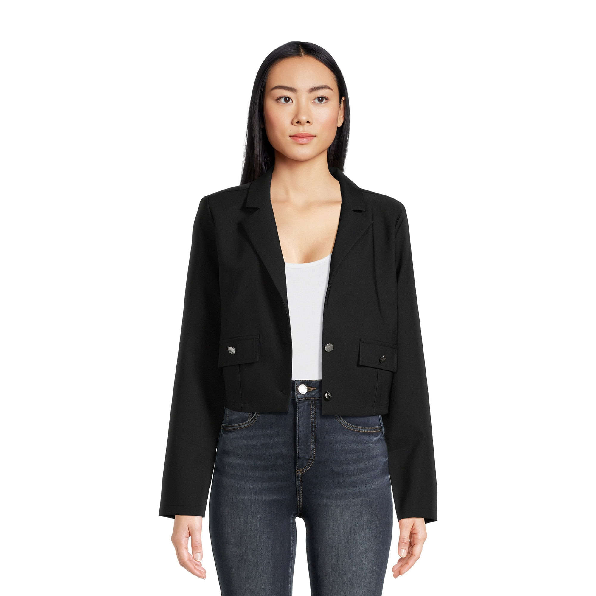 Madden NYC Juniors Cropped Blazer - Walmart.com | Walmart (US)