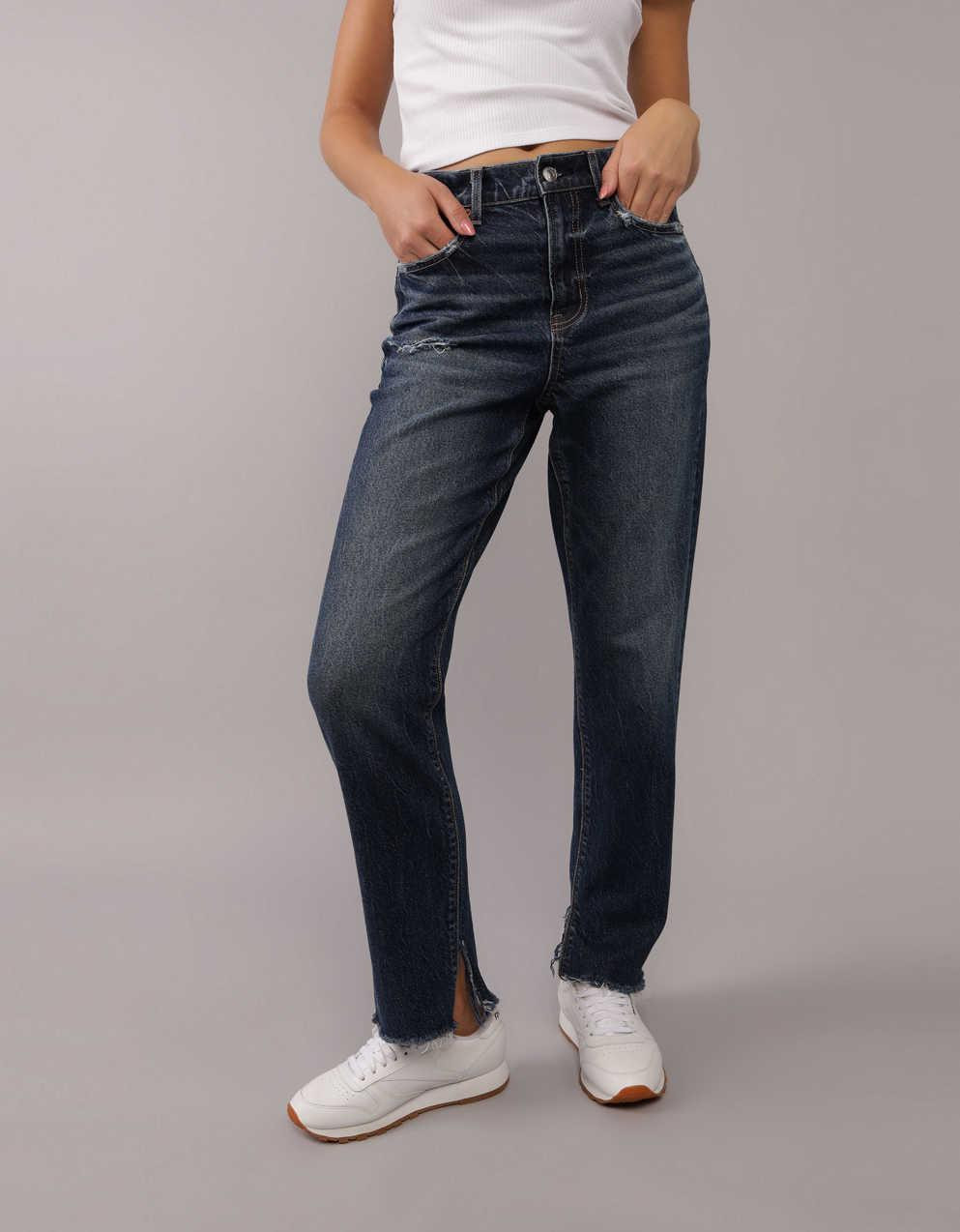 AE Stretch Super High-Waisted Straight Jean | American Eagle Outfitters KR - Not_Live