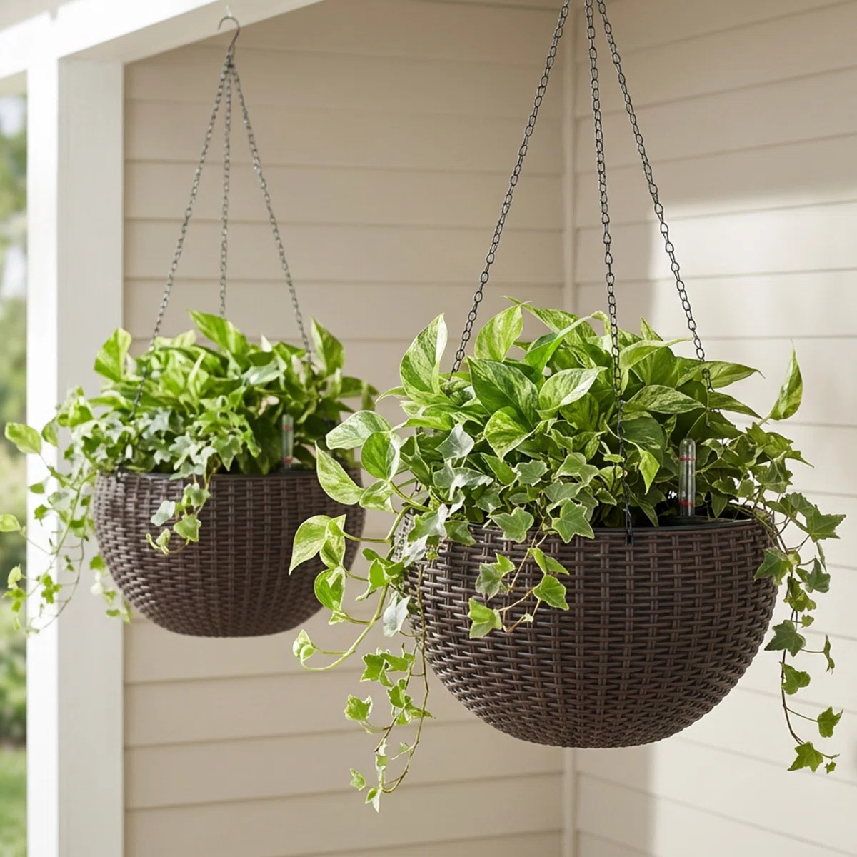 Byrum Plastic Wicker Self-Watering Hanging Planter (Set of 2)ByWrought Studio™4.5Rated 4.5 out ... | Wayfair North America