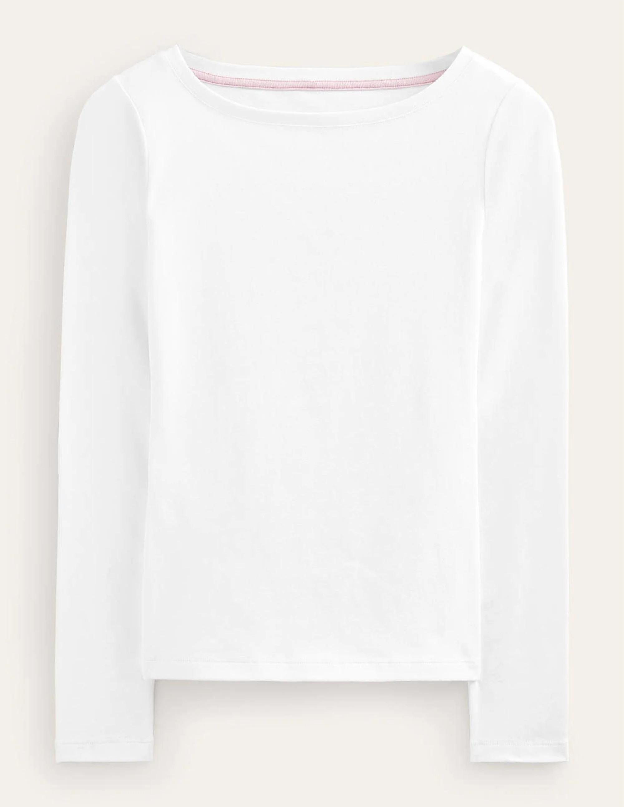 Essential Boat-Neck Jersey Top-White | Boden UK