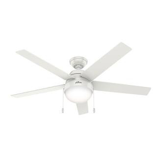 Hunter Anslee 52 in. LED Indoor Fresh White Ceiling Fan with Light Kit 50231 - The Home Depot | The Home Depot