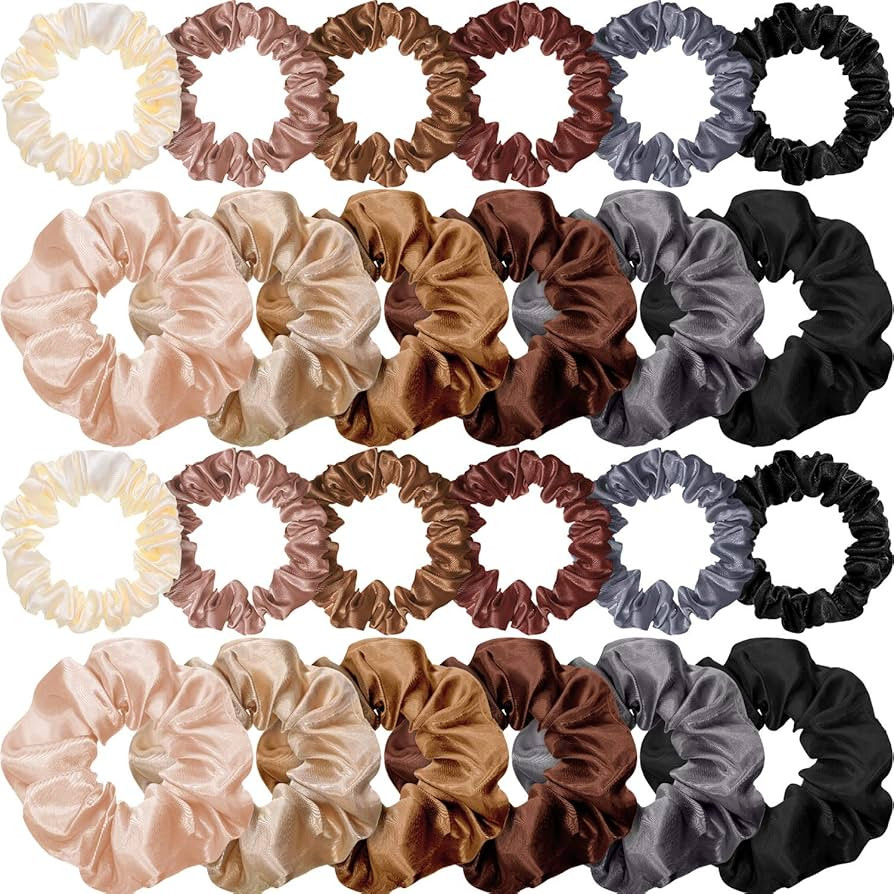 WILLBOND 24 Pieces Satin Hair Scrunchies Bulk Silk Elastic Hair Bands Ropes Ponytail Holder for W... | Amazon (US)