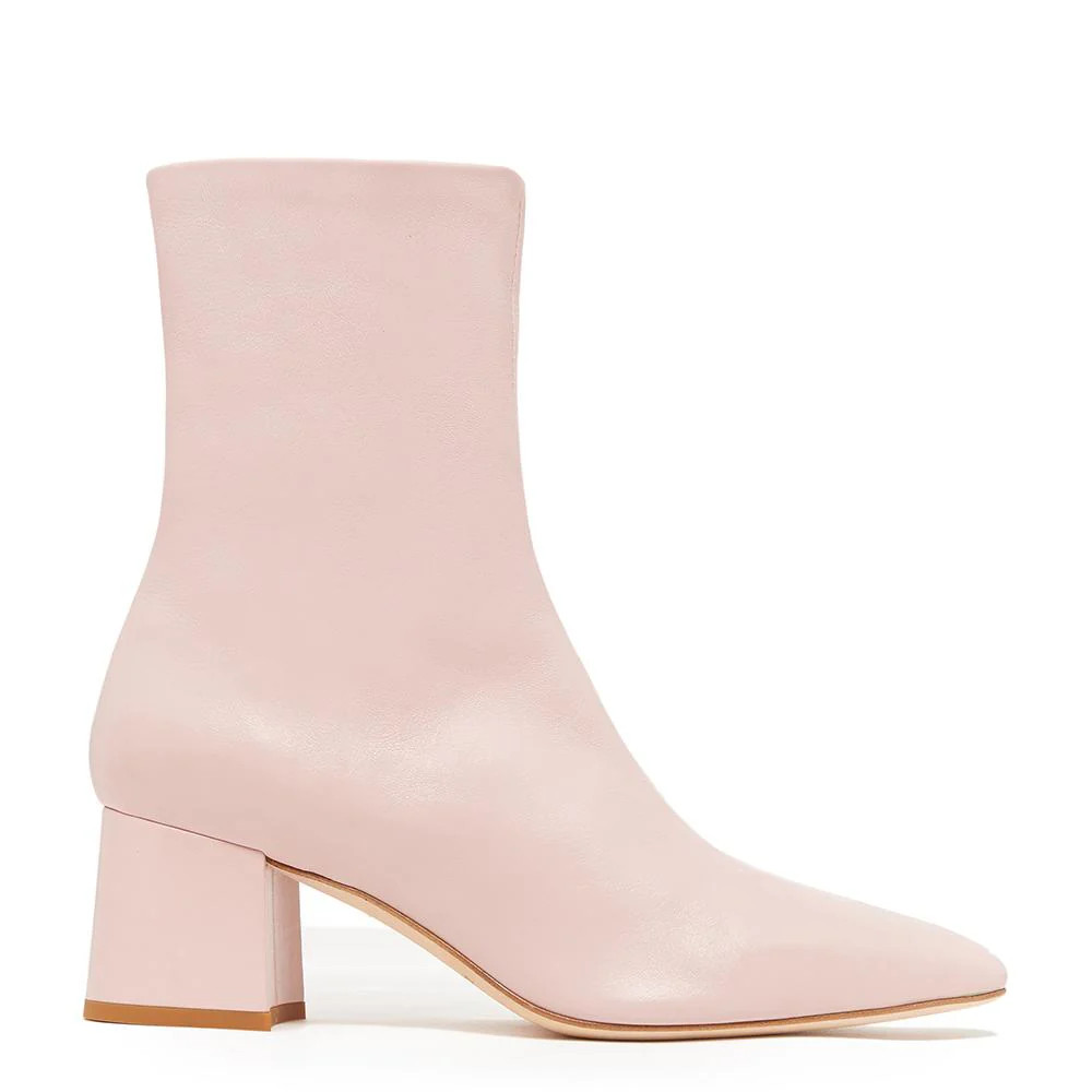 Milani Low Heel Stretch Bootie In Soft Pink | DANIELLA SHEVEL, LLC