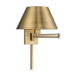 Livex Lighting Swing Arm Wall Lamps 1 Light Antique Brass Swing Arm Wall Lamp 40030-01 - The Home... | The Home Depot