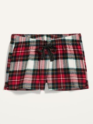 Patterned Flannel Boxer Pajama Shorts for Women -- 2.5-inch inseam | Old Navy (US)