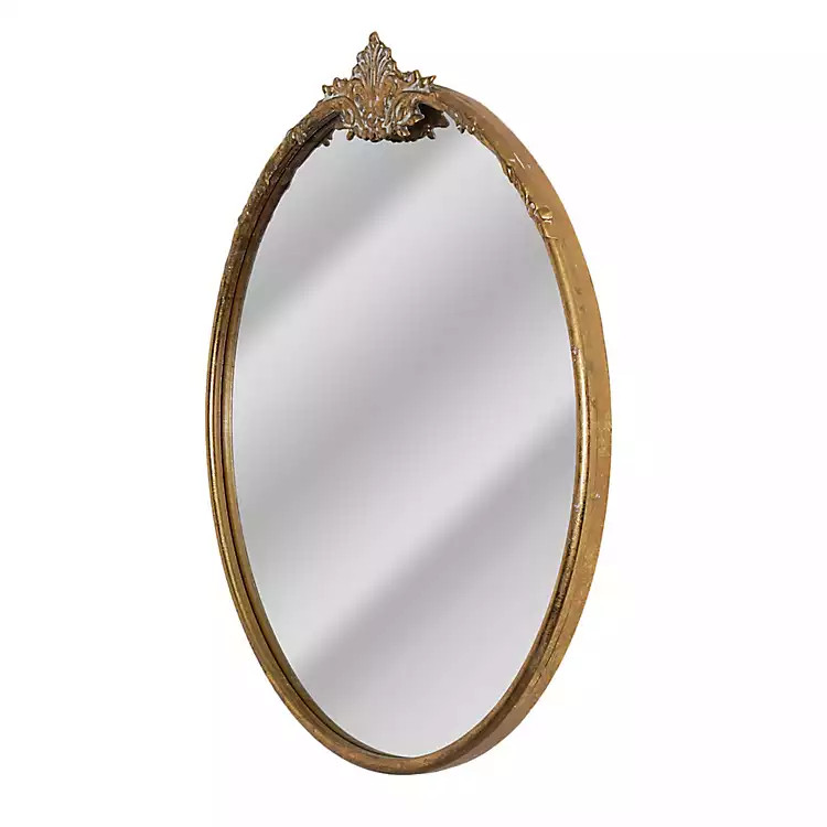 Antique Brass Metal Ornate Round Mirror | Kirkland's Home