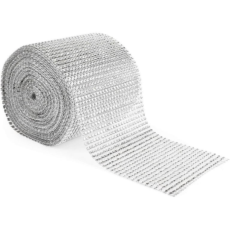 10 Yards x 4.75 in. Silver Rhinestone Diamond Mesh Bling Ribbon Wrap Roll for Wreaths Party Gift ... | Walmart (US)