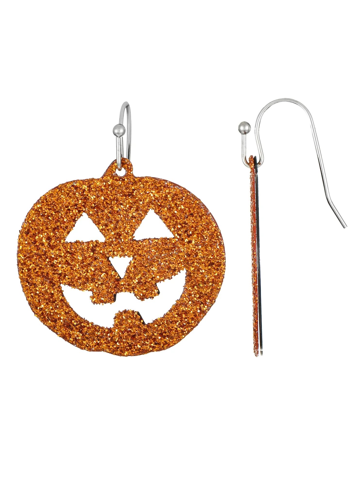 Way to Celebrate Halloween Pumpkin Glitter Earring, 1 Pair, Female | Walmart (US)